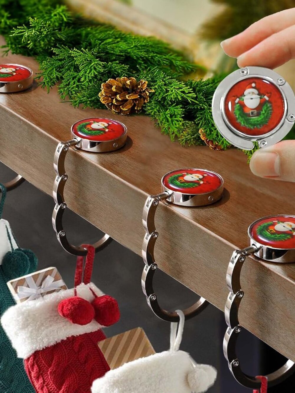 Christmas Stocking Holders for Mantle Set 4,Upgrade Non-Slip Fireplace Stocking